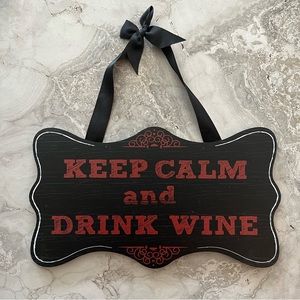 “Keep Calm and Drink Wine” Bar Kitchen Dining Wooden Decor Black, Red